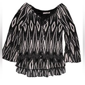 Signature by Larry Levine Black and White Patterned Blouse